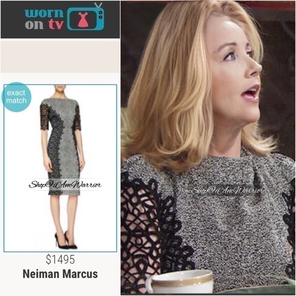 Lela Rose Textured Sheath Dress w/ Black Corded Lace Panels *shop@iAmWarrior - Picture 4 of 12